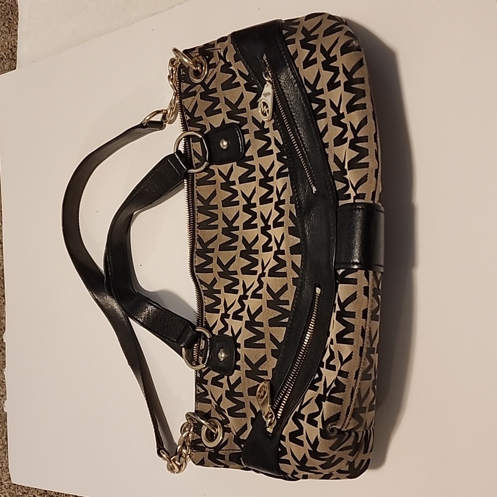 Michael Kors Canvas Black and Gold Purse